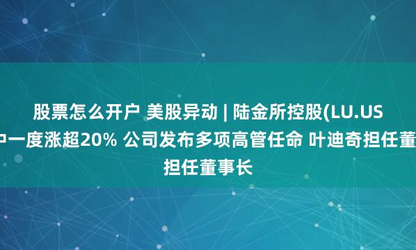 股票怎么开户 美股异动 | 陆金所控股(LU.US)盘中一度涨超20% 公司发布多项高管任命 叶迪奇担任董事长